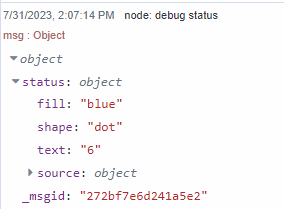 Debug output of Status Node